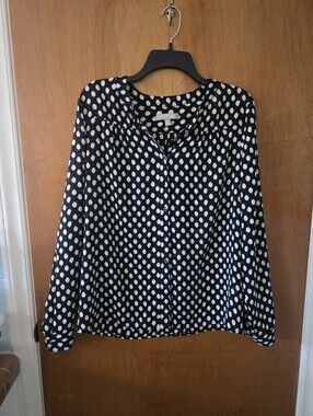 Banana Republic Black and White Polka Dot Button-Down Blouse